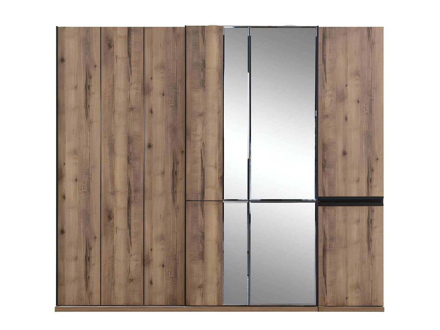 Xlmoebel Kleiderschrank Luxuriöser großer Kleiderschrank in braunem Holz mit Spiegel - (Kleiderschrank) Hergestellt in Europa von Xlmoebel