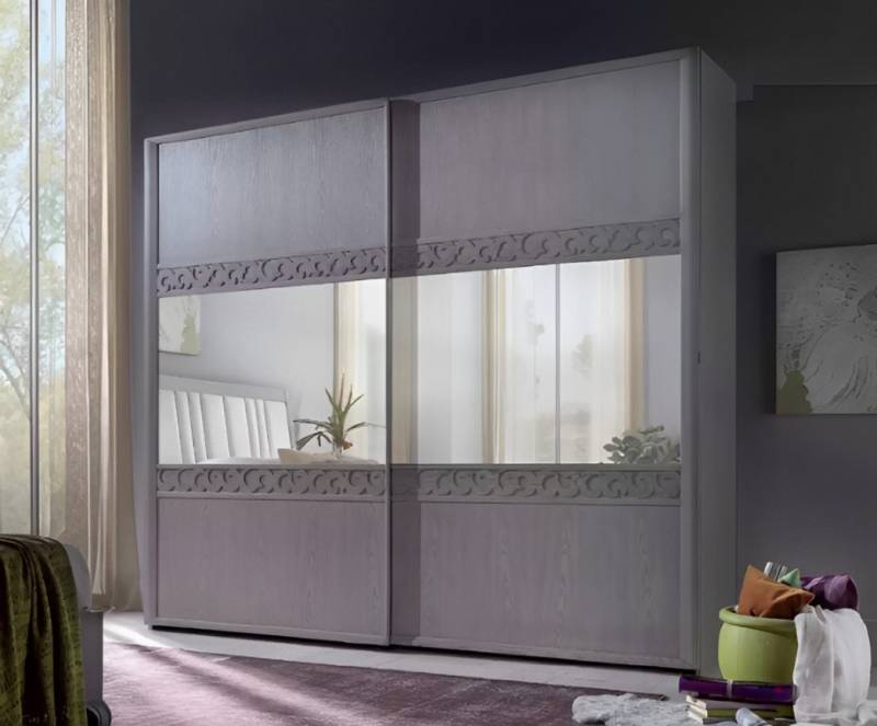 Xlmoebel Kleiderschrank Luxuriöser moderner Holz-Kleiderschrank mit Spiegel und Schiebetüren. (Kleiderschrank) Hergestellt in Europa von Xlmoebel