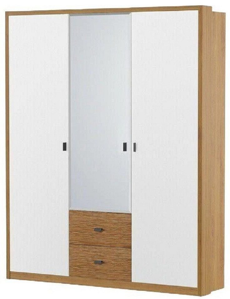 Xlmoebel Kleiderschrank Moderner Holz-Kleiderschrank mit drei Türen und Spiegel (1-St., Kleiderschrank) Hergestellt in Europa von Xlmoebel