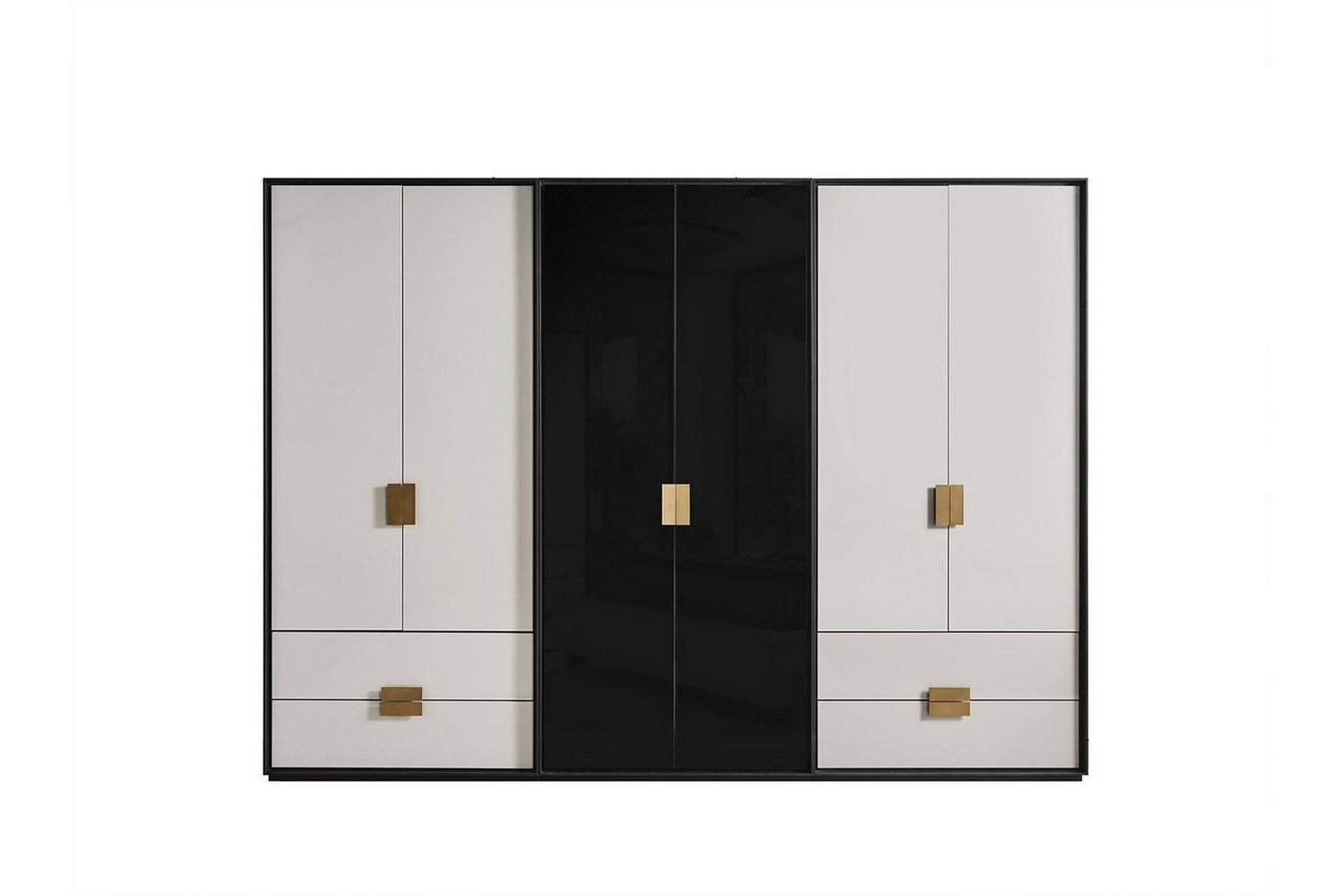 Xlmoebel Kleiderschrank Modernes Schlafzimmer mit 6-türigem Schrank in Schwarz-Weiß (1-St., Kleiderschrank) Hergestellt in Europa von Xlmoebel