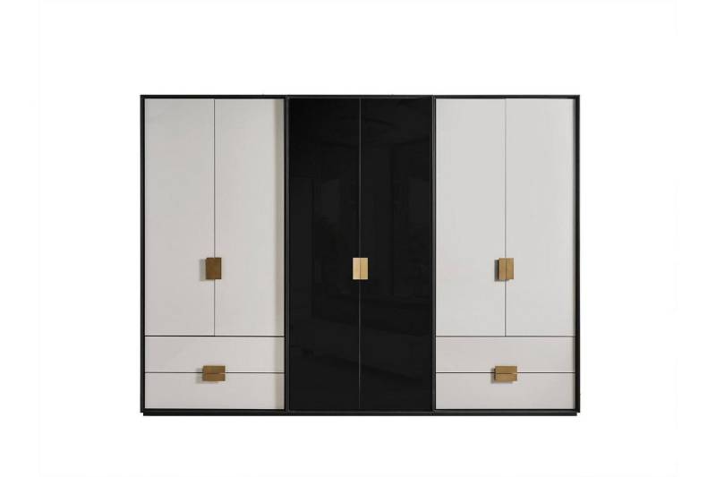 Xlmoebel Kleiderschrank Modernes Schlafzimmer mit 6-türigem Schrank in Schwarz-Weiß (1-St., Kleiderschrank) Hergestellt in Europa von Xlmoebel