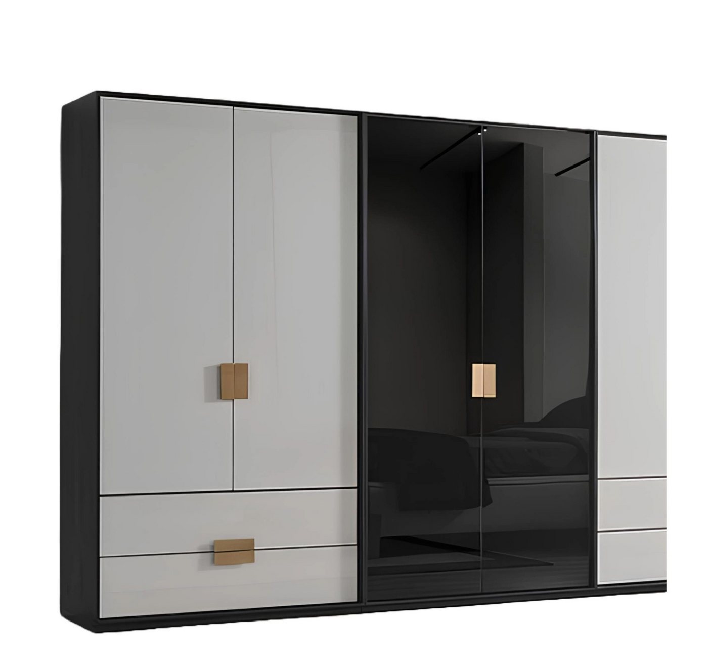 Xlmoebel Kleiderschrank Modernes Schlafzimmermöbel mit 6 Türen in Schwarz und Weiß (Kleiderschrank) Hergestellt in Europa von Xlmoebel