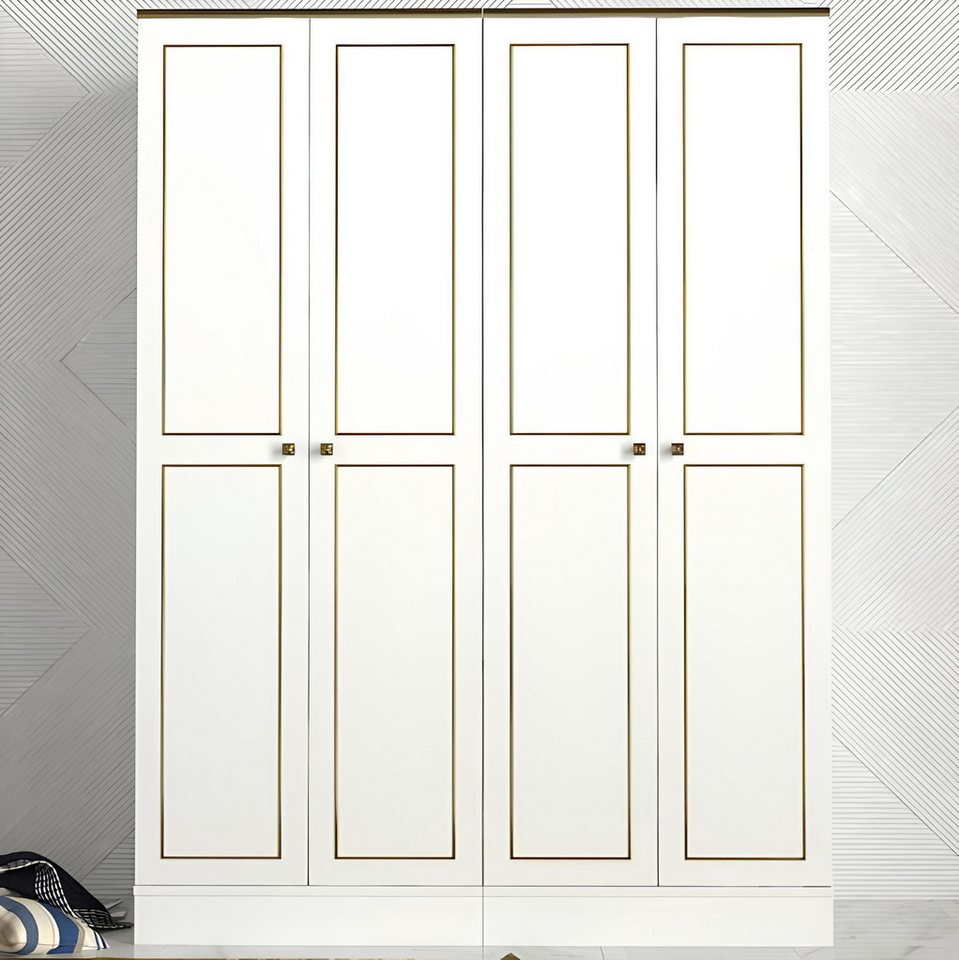 Xlmoebel Kleiderschrank Modernes weißes Schlafzimmer-Wandschrank-Garderobenmöbel in 140cm (Kleiderschrank) Hergestellt in Europa von Xlmoebel