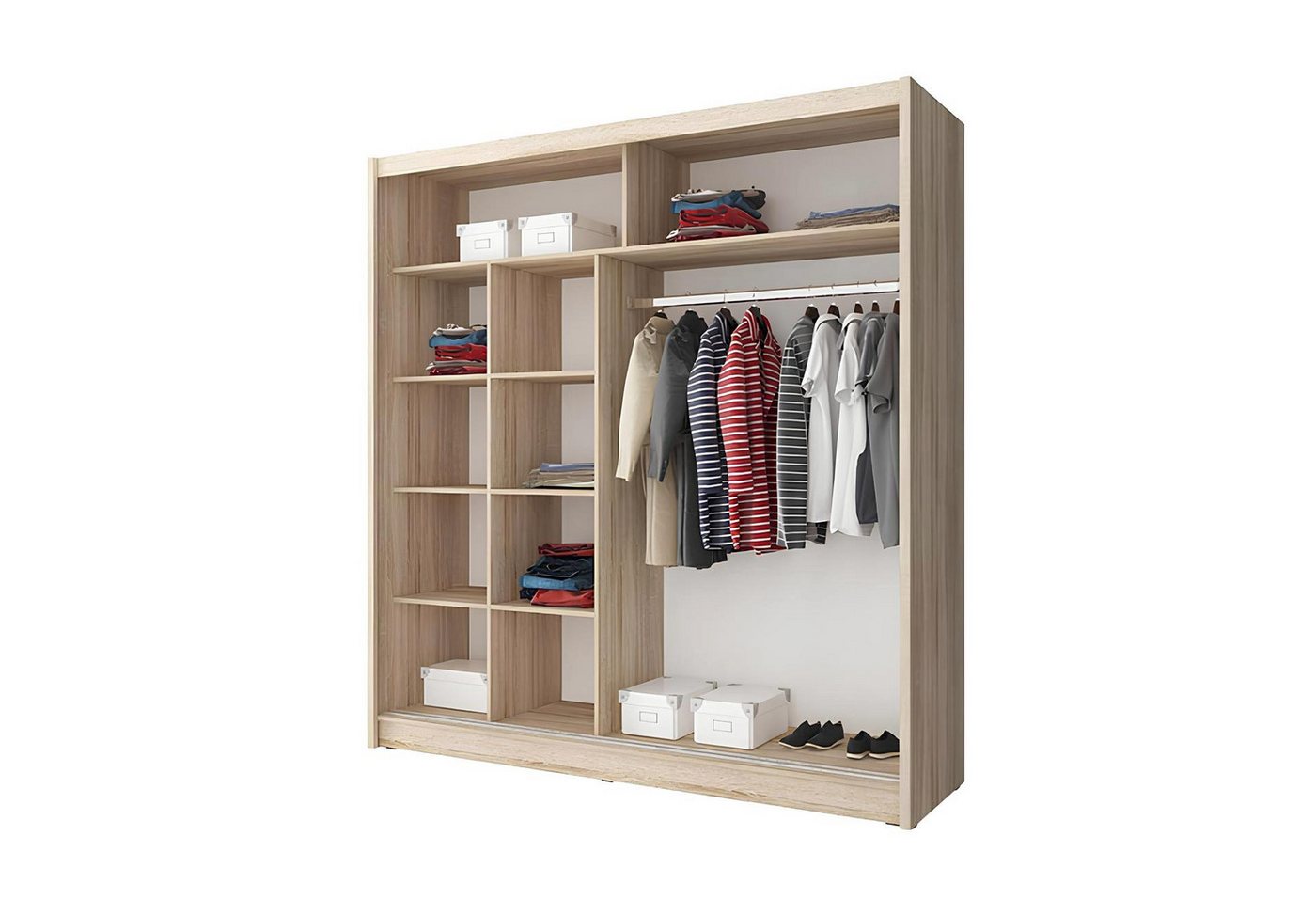 Xlmoebel Kleiderschrank Neu 200cm Garderobenschrank mit vielseitigen Regalen zur Aufbewahrung. (Kleiderschrank MAJA I 200) Hergestellt in Europa von Xlmoebel