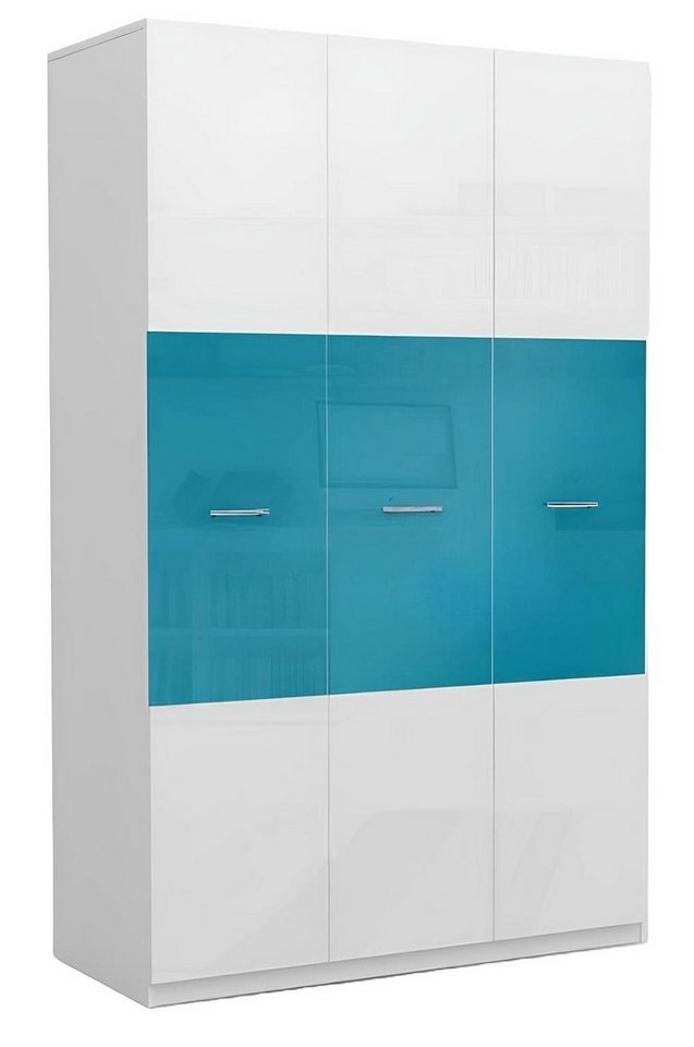 Xlmoebel Kinderkleiderschrank Neuer blauer Hochglanz-Holzschrank für das Schlafzimmer mit drei Türen (Kleiderschrank) Hergestellt in Europa von Xlmoebel