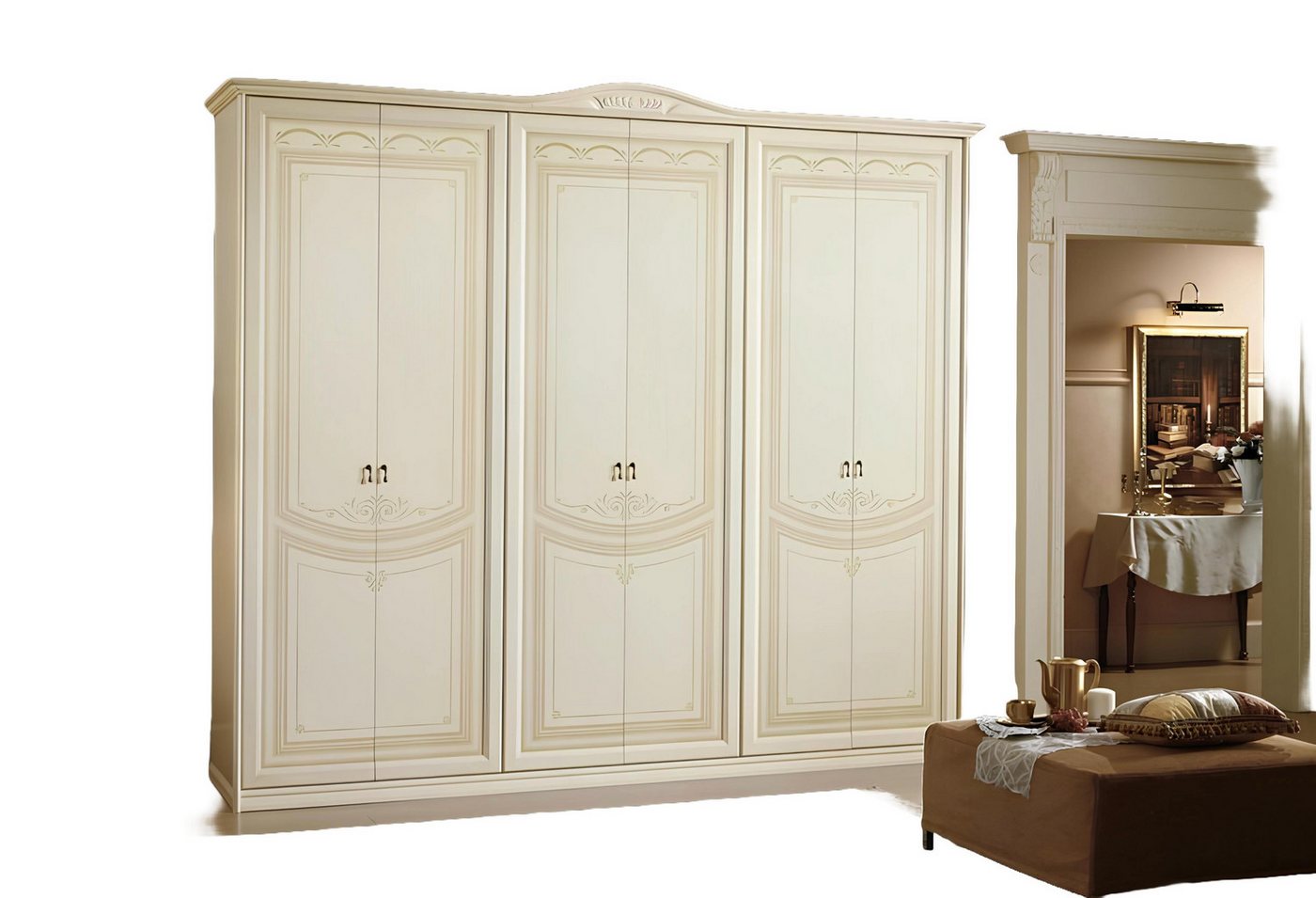 Xlmoebel Kleiderschrank Neuer weißer Design-Kleiderschrank aus Naturholz für das Schlafzimmer (Kleiderschrank) Hergestellt in Europa von Xlmoebel