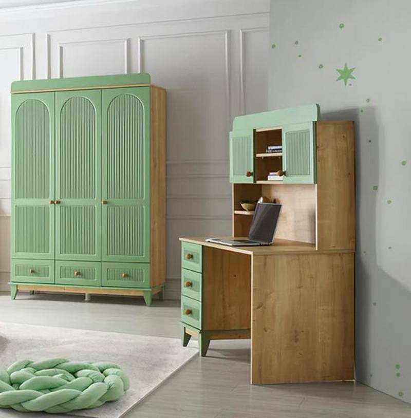 Xlmoebel Kleiderschrank Neues Set für das Jugendzimmer mit Komplettausstattung: Kleiderschrank (2 tlg.KINDERZIMMER SET (KLEIDERSCHRANK+SCHREIBTISCH) Hergestellt in Europa von Xlmoebel