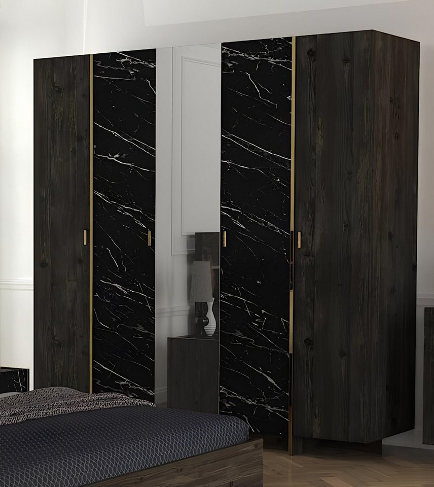 Xlmoebel Kleiderschrank Schlafzimmer Schrank mit Spiegel und 5 Türen, 204cm hoch (Kleiderschrank) Hergestellt in Europa von Xlmoebel