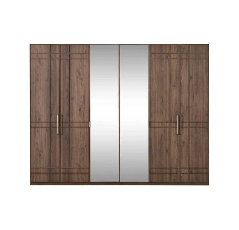 Xlmoebel Kleiderschrank Schlafzimmerschrank in Braun aus Holz mit 6 Türen und Spiegel (Kleiderschrank) Hergestellt in Europa von Xlmoebel