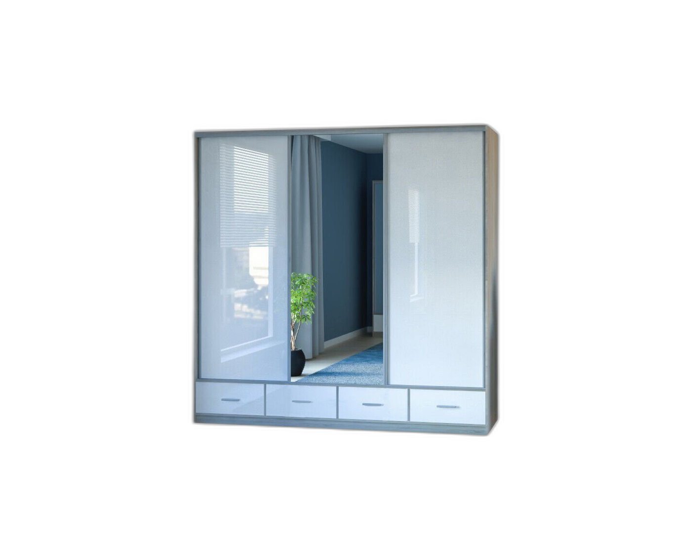 Xlmoebel Kleiderschrank Schrank Kleiderschrank Schrankwand Schlafzimmer Weiß (1-St., Kleiderschrank) Hergestellt in Europa von Xlmoebel