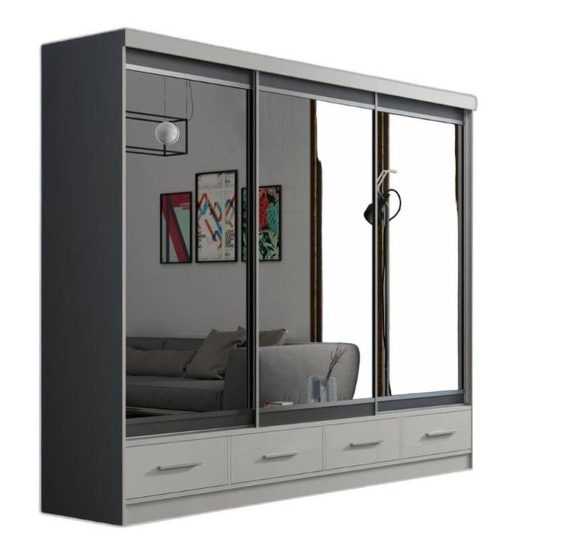 Xlmoebel Kleiderschrank Schwebetüren Schrank Kleiderschrank Holz Hochglanz Schlafzimmer (1-St., Kleiderschrank) Hergestellt in Europa von Xlmoebel