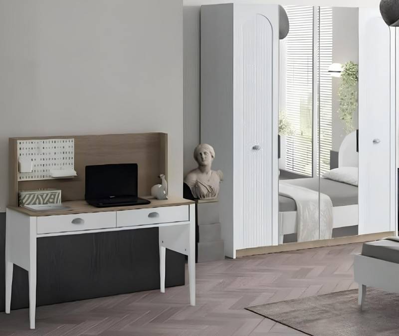 Xlmoebel Schlafzimmer-Set Set für Kleiderschrank und Schreibtisch in modernem Design, Weiß, (Kleiderschrank + Schreibtisch), Hergestellt in Europa von Xlmoebel