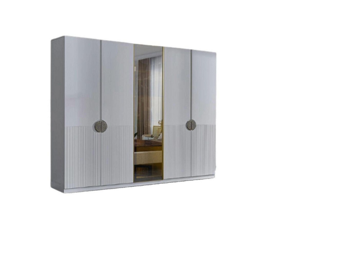 Xlmoebel Kleiderschrank Zeitgemäßer Weißer Schlafzimmerschrank mit 4 Türen aus Holz Möbelstück (Kleiderschrank) Hergestellt in Europa von Xlmoebel