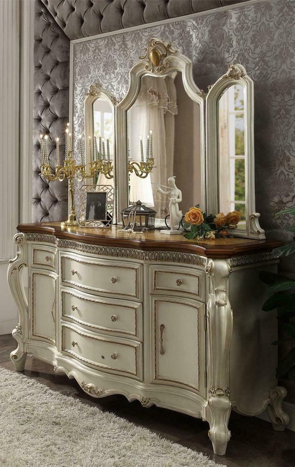 Xlmoebel Kombikommode Barock Anrichte & Kommode Echte Holz Handarbeit mit Spiegel SOFORT (Anrichte+Spiegel), Hergestellt in Europa von Xlmoebel