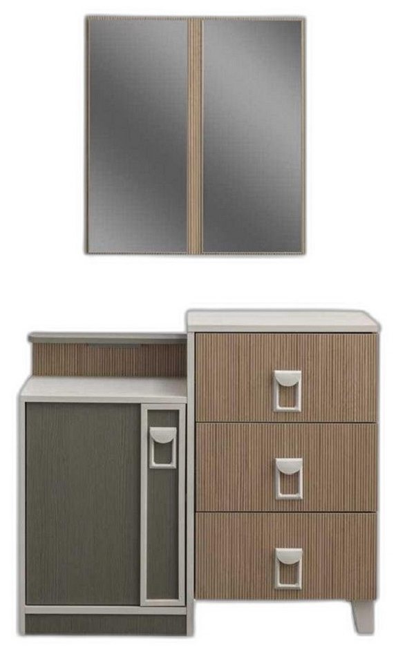 Xlmoebel Schminktisch Braune Holz Schlafzimmerkommode mit Spiegelset und Konsolentisch (1-St., Kommode mit Spiegel), Hergestellt in Europa von Xlmoebel