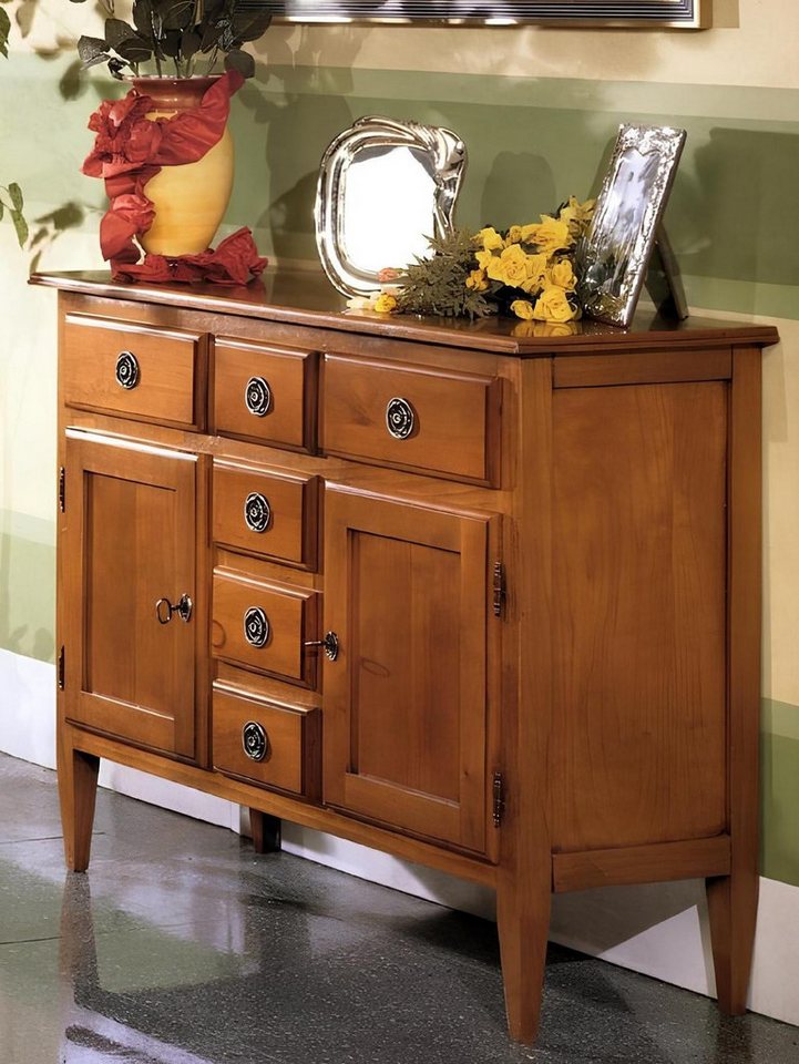 Xlmoebel Kombikommode Braune Massivholz-Kommode mit Anrichte und Schrank - Sideboard Möbel (Kommode), Hergestellt in Italy von Xlmoebel