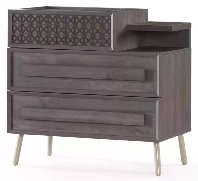 Xlmoebel Schubkastenkommode Design Sideboard aus Holz in Grau für das Schlafzimmer mit luxuriöser (3 St., Kommode), Hergestellt in Europa von Xlmoebel