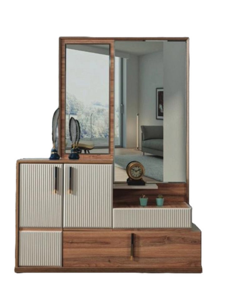 Xlmoebel Kombikommode Designer Holz Möbel Set: Weiß-Braune Kommode, Spiegel fürs (1 St., 2tlg.Schlafzimmer Set (Kommode mit Spiegel), Hergestellt in Europa von Xlmoebel