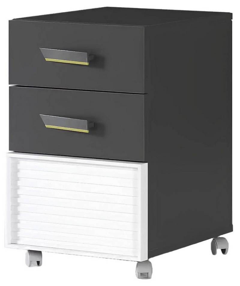 Xlmoebel Rollcontainer Graue Holz Kinderzimmer-Kommode mit Schrank und Regal für Kinder, (1 St., Kommode), Hergestellt in Europa von Xlmoebel