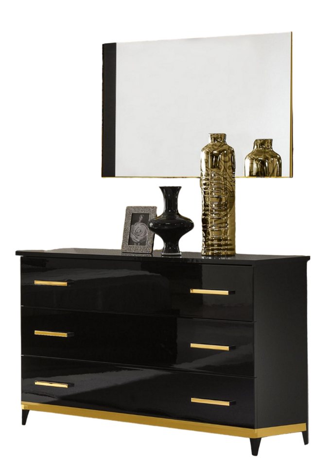 Xlmoebel Schubkastenkommode Hochglanz Kommode Schrank Holz Spiegel Anrichte Konsole Konsolen 2tlg (2 St., Kommode + Spiegel), Hergestellt in Europa von Xlmoebel