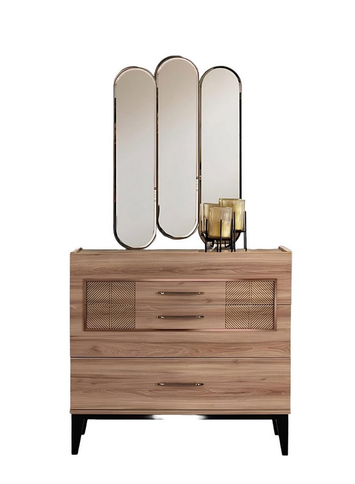 Xlmoebel Schminkschrank Holzschrank mit Spiegel in Braun für das Schlafzimmer (2-St., Kommode + Spiegel) Hergestellt in Europa von Xlmoebel