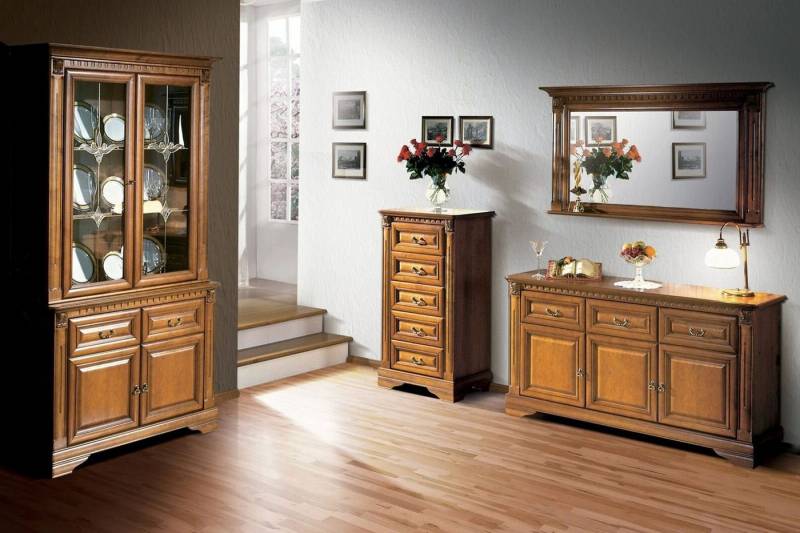 Xlmoebel Kommode Klassisches 3-teiliges Holz-Set mit italienischem Spiegel für das (3tlg Set Anrichte + Spiegel + Kommode), Hergestellt in Europa von Xlmoebel