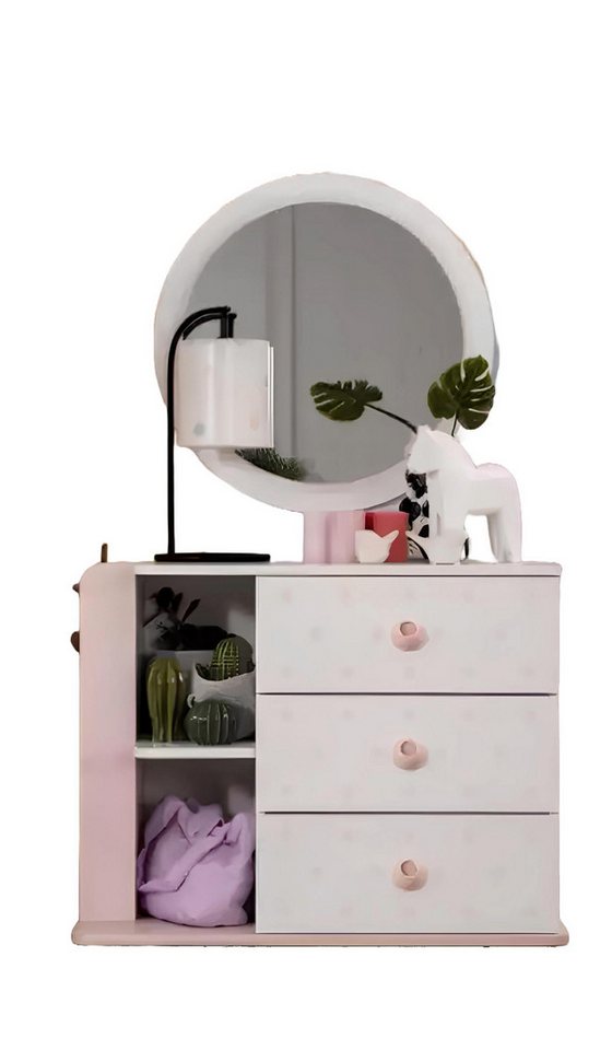 Xlmoebel Schminkschrank Komplettset Schminktisch mit Spiegel Weiß Rosa Holz Kommode Schrank (2-St., Schminkschrank + Spiegel) Hergestellt in Europa von Xlmoebel