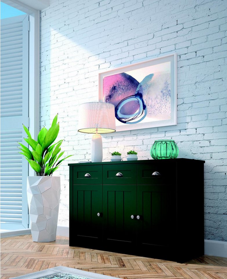 Xlmoebel Kombikommode Landhaus Grüne Holz Kommode Sideboard Hochschrank Schrankkommode (1 St., Kombikommode), Hergestellt in Europa von Xlmoebel
