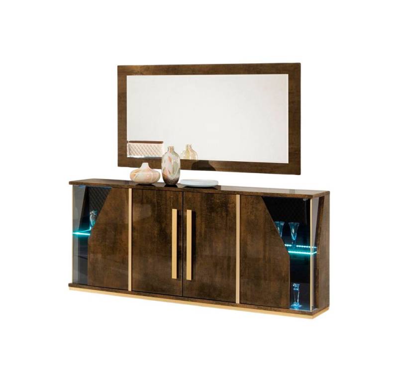 Xlmoebel Kommode Luxuriöser Designer-Schrank aus Holz mit Hochglanz-Finish und großem (Set Kommode+Spiegel), Hergestellt in Europa von Xlmoebel
