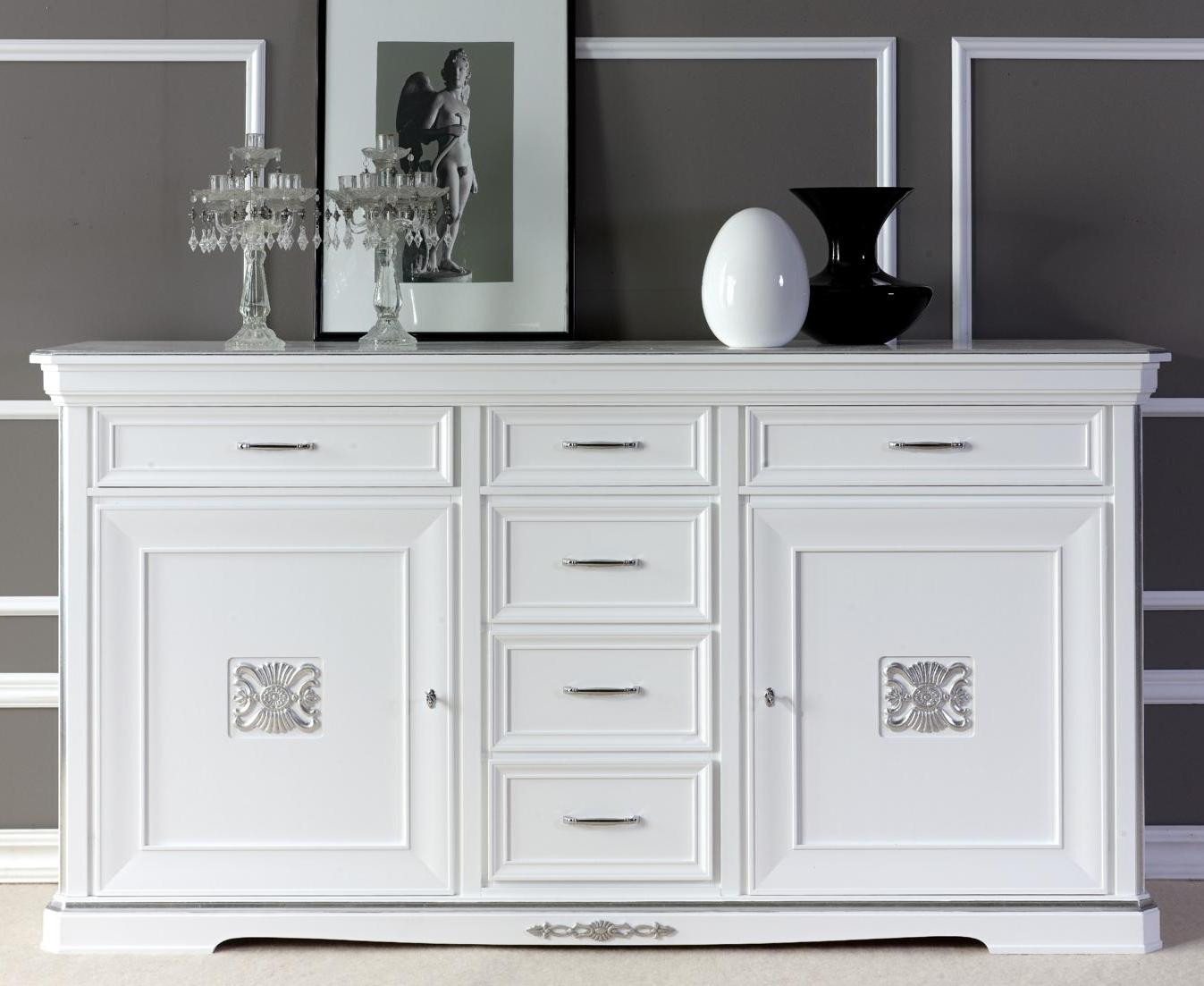 Xlmoebel Kombikommode Massivholz Schrank in Weiß mit Kommode und Anrichte (Kommode), Hergestellt in Europa von Xlmoebel