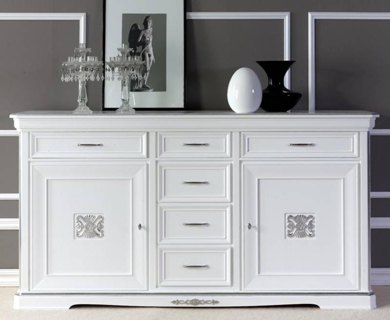 Xlmoebel Kombikommode Massivholz Schrank in Weiß mit Kommode und Anrichte (Kommode), Hergestellt in Europa von Xlmoebel