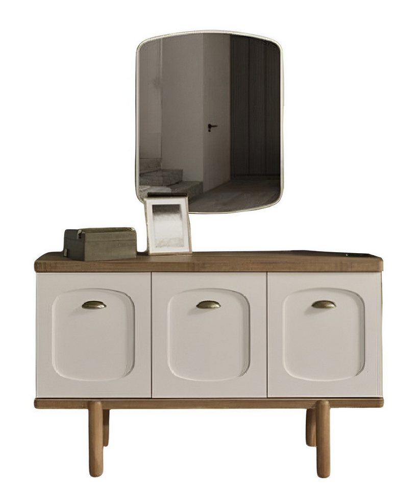 Xlmoebel Kommode Moderne Luxus Kommode mit Spiegel aus Holz im beigen Design (Kommode + Spiegel), Hergestellt in Europa von Xlmoebel