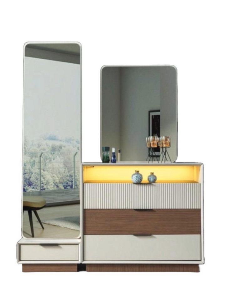 Xlmoebel Kombikommode Moderne Schlafzimmerkommode aus Holz mit LED-beleuchtetem Spiegel (1 St., 2tlg.Schlafzimmer Set (Kommode mit Spiegel), Hergestellt in Europa von Xlmoebel