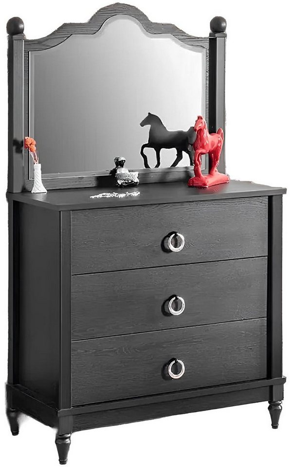 Xlmoebel Schminkschrank Moderne schwarze Kommode mit Spiegel und Schubladen (1-St., Kommode mit spiegel) Hergestellt in Europa von Xlmoebel