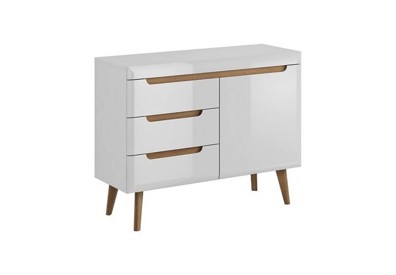 Xlmoebel Kombikommode Neue Hochglanz Kommode Sideboard Schrank Regal 107cm (1 St., Kommode NORDI NKSZ107), Hergestellt in Europa von Xlmoebel