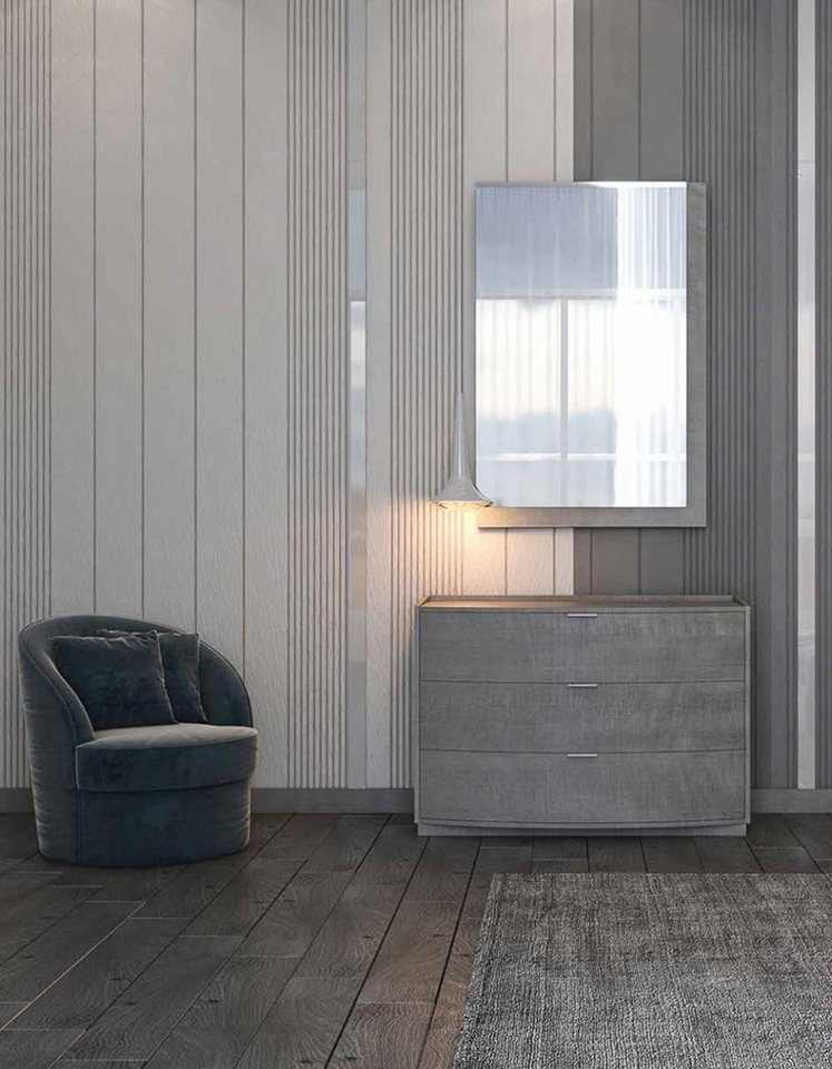 Xlmoebel Schubkastenkommode Neue graue Holz-Kommode mit Spiegel und Anrichte Sideboards Möbel (2 St., Kommode + Spiegel), Hergestellt in Europa von Xlmoebel
