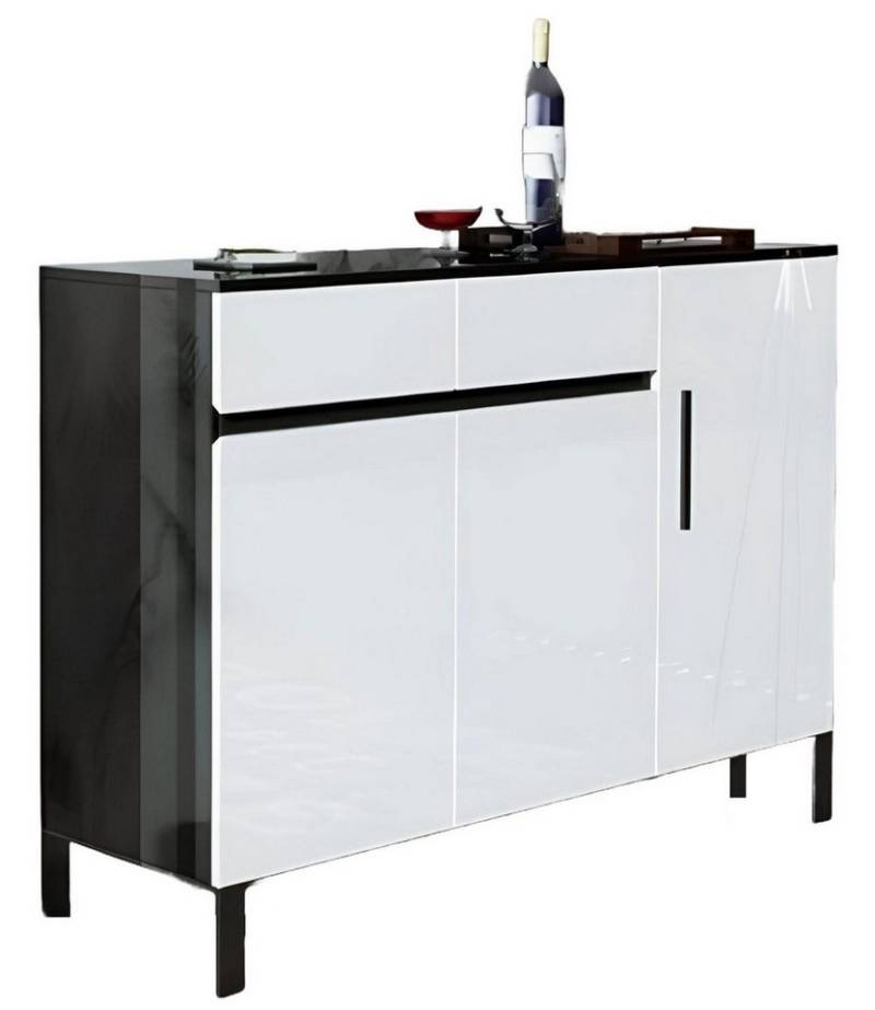 Xlmoebel Kommode Neuer Hochglanzschrank mit 3 Türen und 2 Schubladen, ideal als Kommode (Kommode), Hergestellt in Europa von Xlmoebel