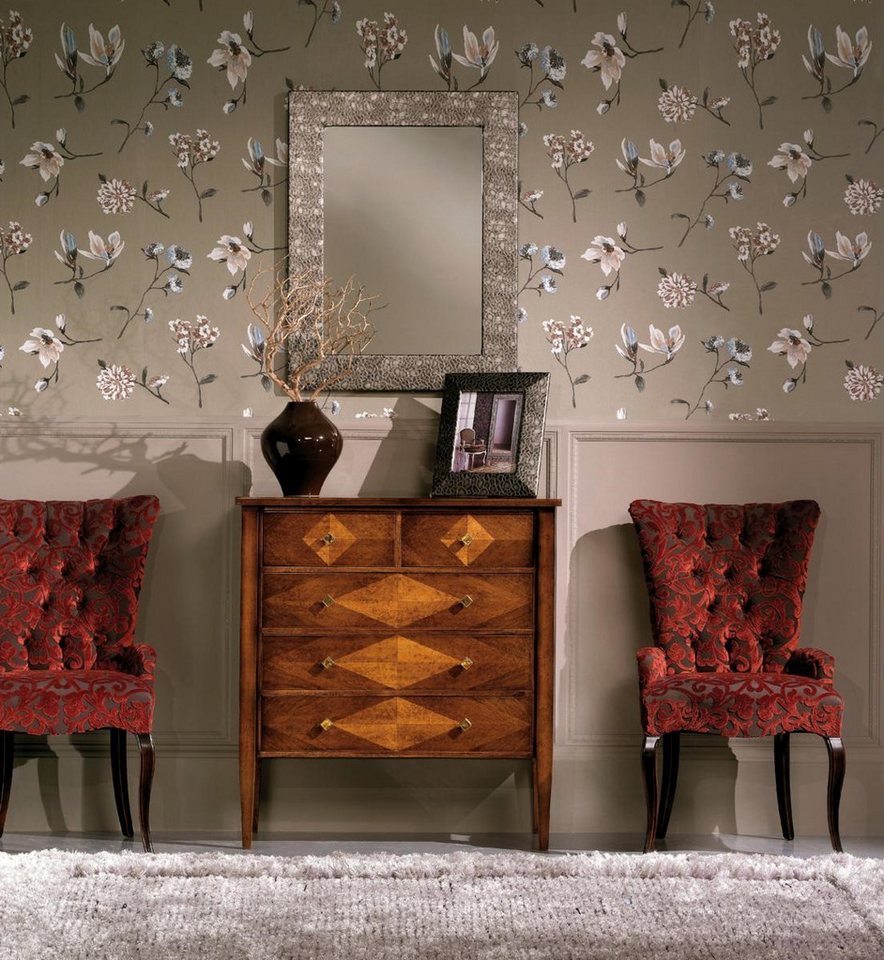 Xlmoebel Kommode Neues Holz-Design-Schrank-Set mit Kommode und Spiegel für das (4tlg.Wohnzimmer Set (Kommode + Spiegel + 2x Stühle), Hergestellt in Italy von Xlmoebel