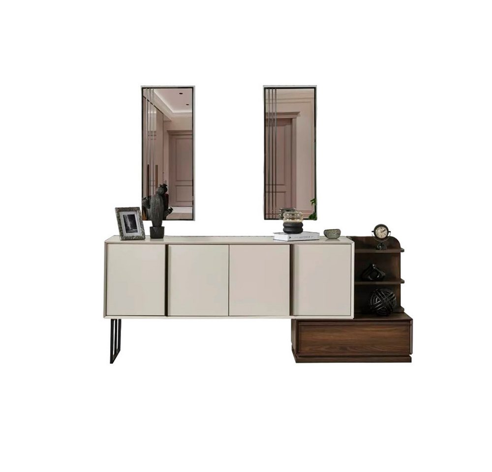 Xlmoebel Sideboard Schrank Sideboard mit Spiegel Ablagegruppe Modern Kommode Weiß (3 St., Sideboard/2x Spiegel), Hergestellt in Europa von Xlmoebel