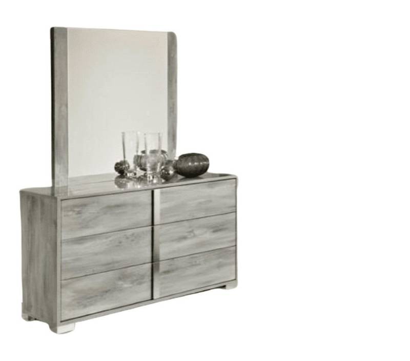 Xlmoebel Schubkastenkommode Set Kommode Spiegel Designer Side Low Board Schrank Wohn Holz Grau (2 St., Kommode + Spiegel), Hergestellt in Europa von Xlmoebel