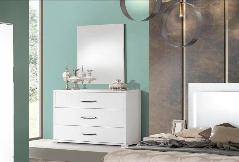 Xlmoebel Schubkastenkommode Set Kommode Spiegel Weiß Holz Design Modern Gruppe (2 St., Kommode + Spiegel), Hergestellt in Europa von Xlmoebel