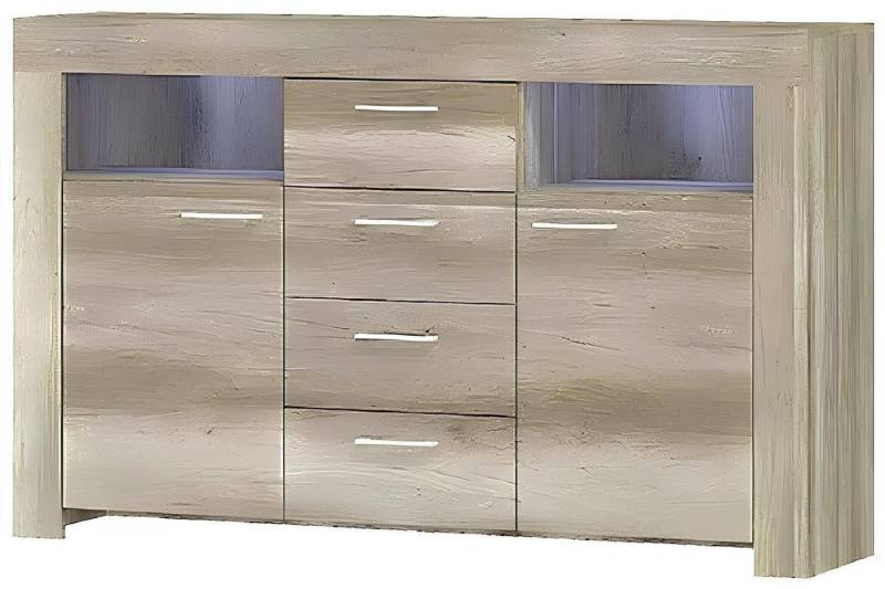 Xlmoebel Kombikommode Holz Sideboard mit zwei Türen und vier Schubladen Kommode (Kombikommode), Hergestellt in Europa von Xlmoebel
