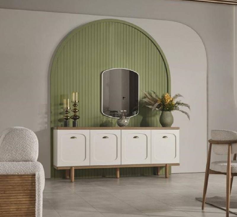 Xlmoebel Kommode Sideboard Schrank mit Spiegel in den Maßen 200x45x86cm (Kommode + Spiegel), Hergestellt in Europa von Xlmoebel