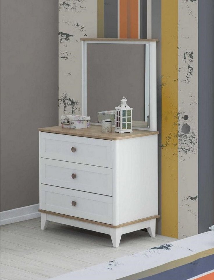 Xlmoebel Schminkschrank Spiegelkommode Holzschrank für Kinderzimmer in Weiß (2-St., Kommode mit Spiegel) Hergestellt in Europa von Xlmoebel