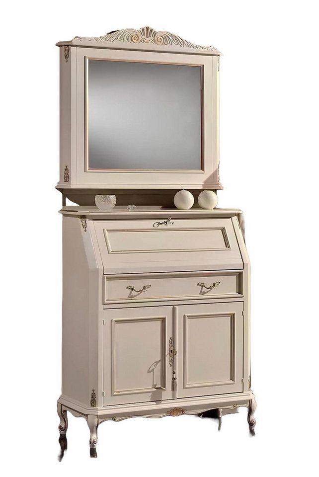 Xlmoebel Sekretär Weißes Sideboard mit Spiegel im klassischen Stil (2 St., Kommode+Spiegel), Hergestellt in Europa von Xlmoebel