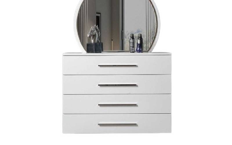 Xlmoebel Schubkastenkommode Zweiteiliges Set mit weißer Vier-Türen-Kommode für Schlafzimmer (2 St., 2tlg.Schlafzimmer Set (Kommode+Spiegel), Hergestellt in Europa von Xlmoebel