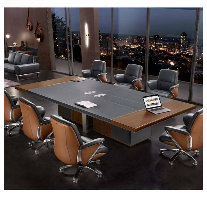 Xlmoebel Büromöbel-Set Modern Braun Konferenztisch 6x Sessel Design Luxus Eckform, (7-tlg), Hergestellt in Europa von Xlmoebel