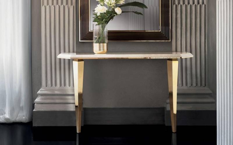Xlmoebel Konsolentisch Holz Italienische Möbel Konsolentisch Spiegel Sideboard 2-teil Set (2-St., Konsolentisch + Spiegel), Hergestellt in Europa von Xlmoebel