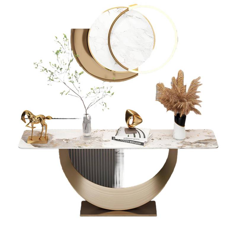 Xlmoebel Konsolentisch Wohnzimmer Konsolentisch mit modernem Design aus Holz und Gold (Konsolentisch), Hergestellt in Europa von Xlmoebel