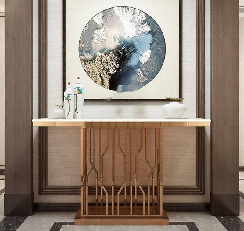 Xlmoebel Konsolentisch Zeitgemäßer Luxus-Konsolentisch aus Holz und Metall im goldenen Design (1-St., Konsolentisch), Hergestellt in Europa von Xlmoebel